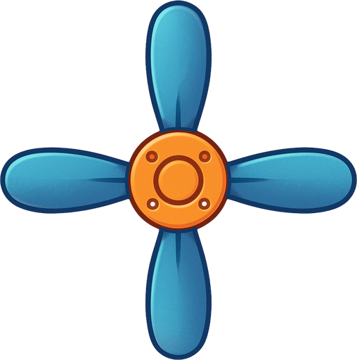 Propeller for a drone, viewed straight from above. Cute soft graphics. soft ambient light. semi-matte to satin surfaces. naturalistic with slight saturation boost colors. 
In-Game asset.  2d.  High contrast.  No shadows. top down..
In-Game asset.  2d.  High contrast.  No shadows