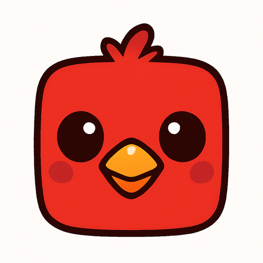 Cartoon red baby bird face.
Single Game Texture. In-Game asset. 2d. Blank background. High contrast. No shadows.