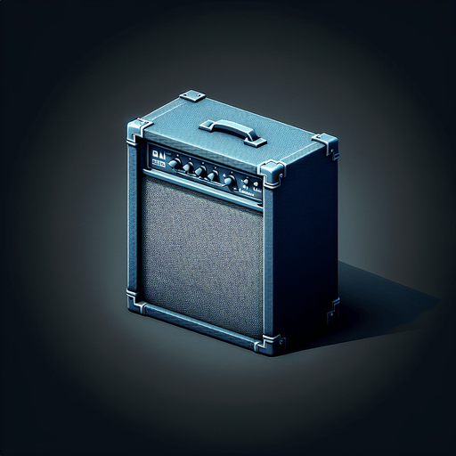 Electric guitar Amplifier.
Single Game Texture.  In-Game asset.  2d.  Blank background.  High contrast.  No shadows
