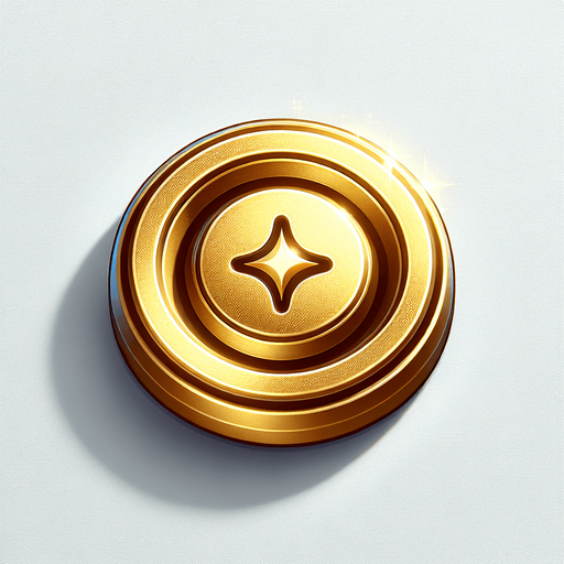 Gold_button_icon.
Single Game Texture.  In-Game asset.  2d.  Blank background.  High contrast.  No shadows
