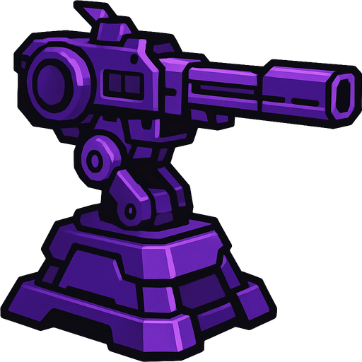 Torreta futurista sniper morada.
In-Game asset.  2d.  High contrast.  No shadows