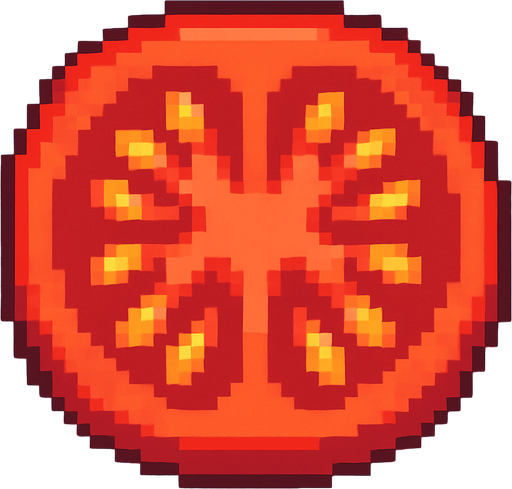 tomato slice pixel art.
In-Game asset.  2d.  High contrast.  No shadows