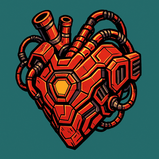 change it mecha-style heart for hero lives.
In-Game asset.  2d.  High contrast.  No shadows. mechaart