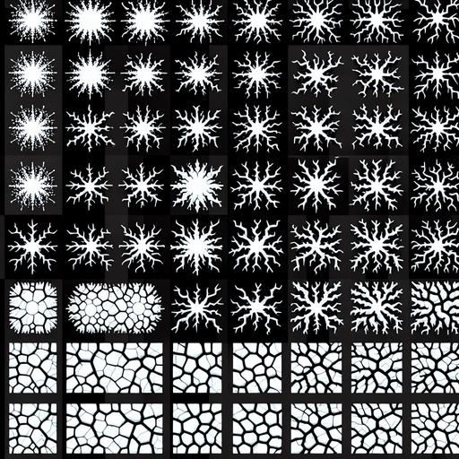 2d sprite sheet of white cracks. black background