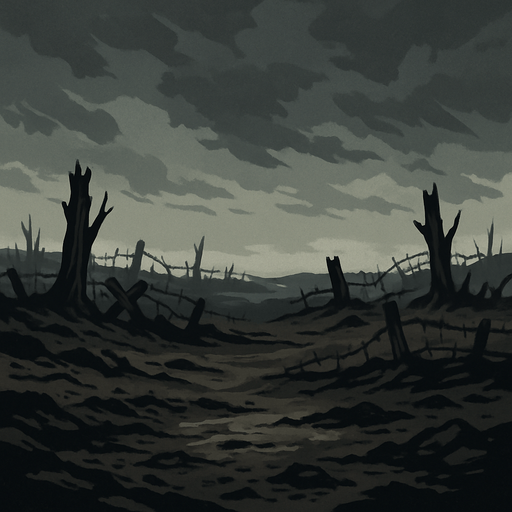 World War II, gloomy weather, just ground.
In-Game asset.  2d.  High contrast.  No shadows