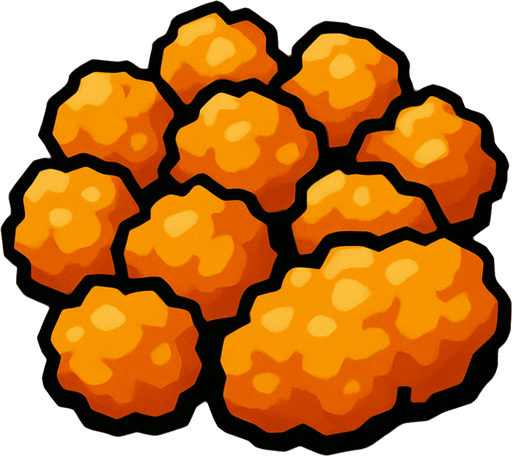 Popcorn chicken.
In-Game asset.  2d.  High contrast.  No shadows