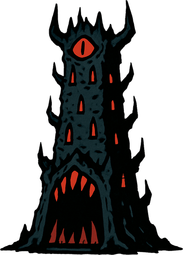 korkunç bir kule.
In-Game asset.  2d.  High contrast.  No shadows
