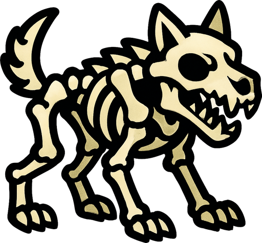 kemik görünümünde bir kurt.
In-Game asset.  2d.  High contrast.  No shadows
