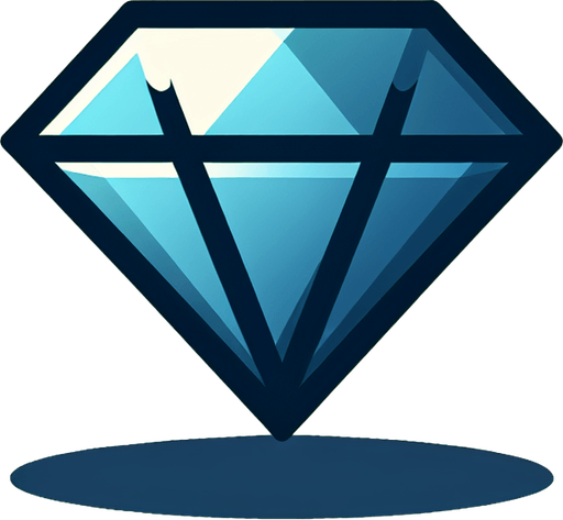 Алмаз, мультяшный.
Single Game Texture.  In-Game asset.  2d.  Blank background.  High contrast.  No shadows