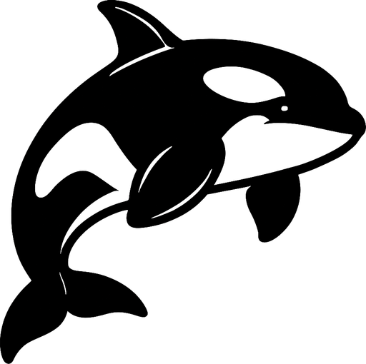 A big Black and White Orca.
In-Game asset.  2d.  High contrast.  No shadows