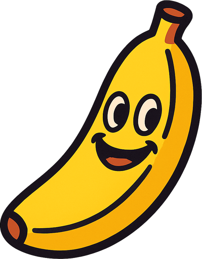 Banana with face.
In-Game asset.  2d.  High contrast.  No shadows