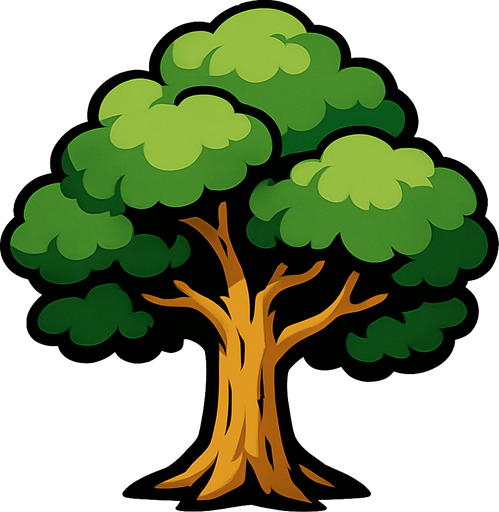 ağaç.
In-Game asset.  2d.  High contrast.  No shadows