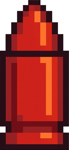 kırmızı pixel art bir mermi.
In-Game asset.  2d.  High contrast.  No shadows