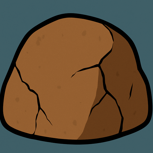smaller rock, more rounded, really thick black outline, same brown color