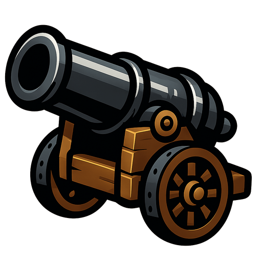 Cannon.
In-Game asset.  2d.  High contrast.  No shadows