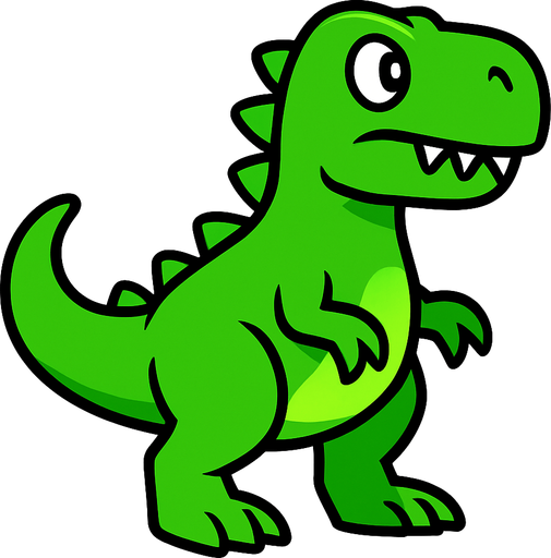 Bir dinazor oluştur yeşil.
In-Game asset.  High contrast.  No shadows