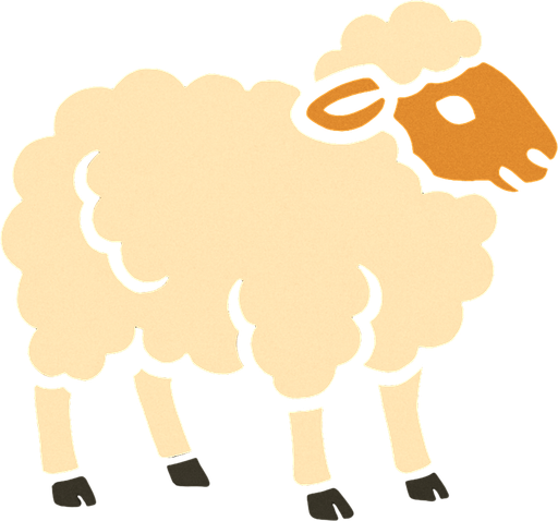 sheep with black background.
In-Game asset.  2d.  High contrast.  No shadows