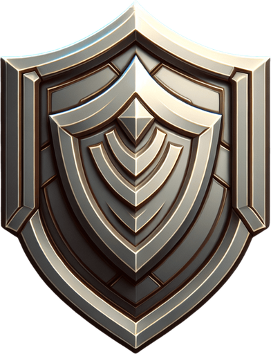 Shield icon.
Single Game Texture.  In-Game asset.  2d.  Blank background.  No shadows