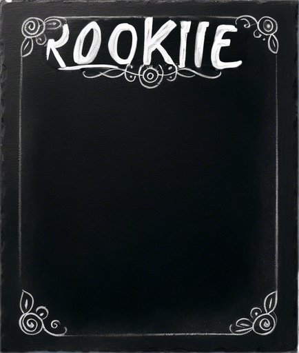 Text "ROOKIE BREW" handwritten in chalk