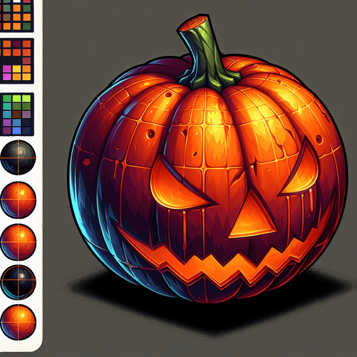 Halloween pumpkin.
Single Game Texture. In-Game asset. 2d. Blank background. High contrast. No shadows.