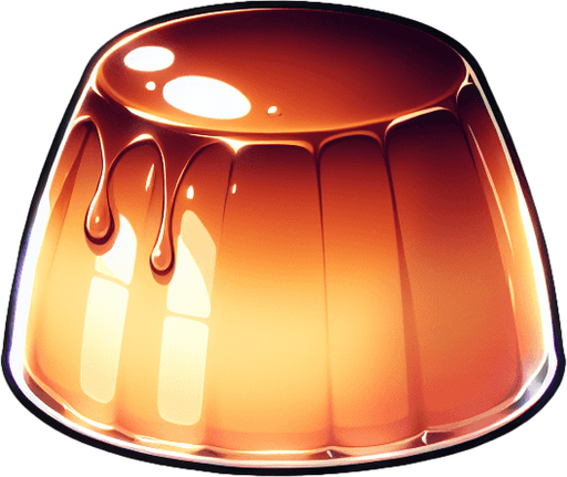 flan pudding, shiny, anime

Single Game Texture. In-Game asset. 2d. Blank background. High contrast. No shadows.