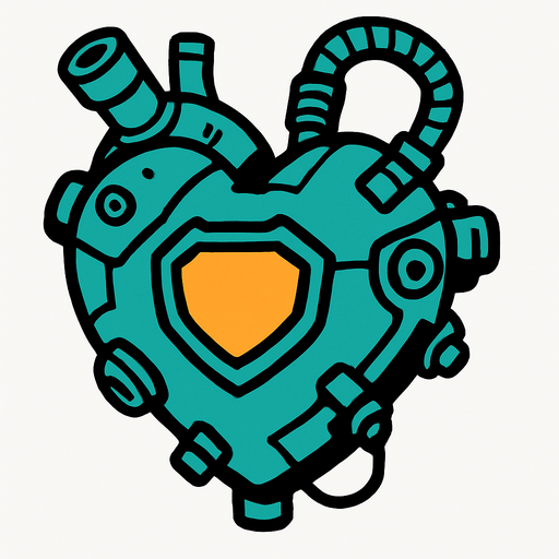 a robotic heart.
In-Game asset.  2d.  High contrast.  No shadows