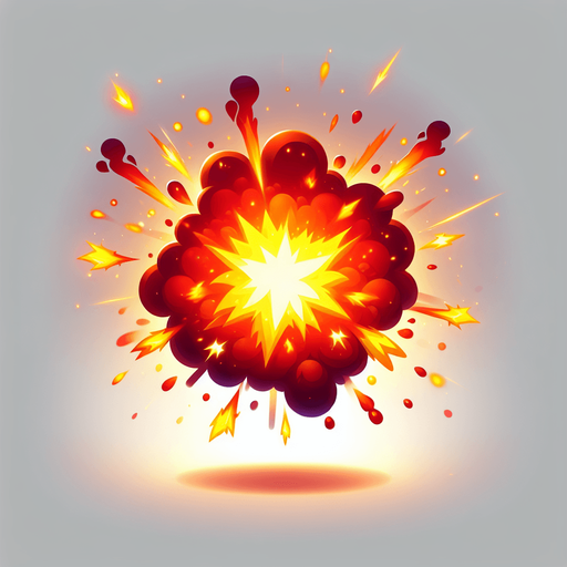explosion.
Single Game Texture.  In-Game asset.  2d.  Blank background.  High contrast.  No shadows
