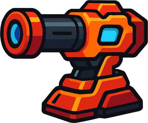 space shooter cannon.
In-Game asset.  2d.  High contrast.  No shadows