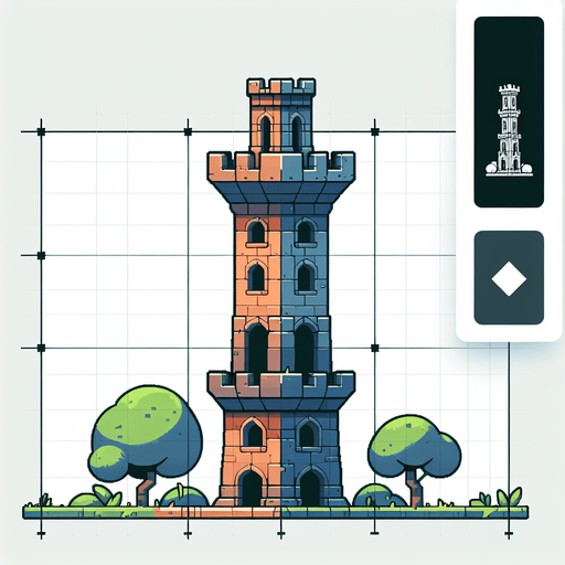 Tower.
Single Game Texture.  In-Game asset.  2d.  Blank background.  High contrast.  No shadows
