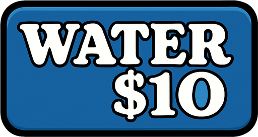 Make button blue and change text to say 'Water $10' in a retro style font