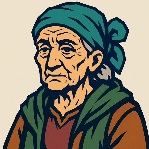 old woman.
In-Game asset.  2d.  High contrast.  No shadows