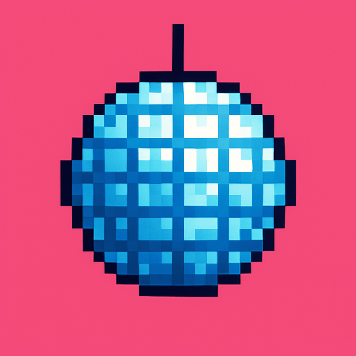 disco ball pixel art 2d.
In-Game asset.  2d.  High contrast.  No shadows