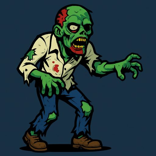 zombie.
In-Game asset.  High contrast.  No shadows. 2d