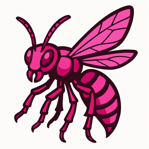 Guêpe rose.
In-Game asset.  2d.  High contrast.  No shadows