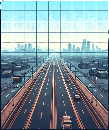 highway.
Single Game Texture. In-Game asset. 2d. Blank background. High contrast. No shadows.