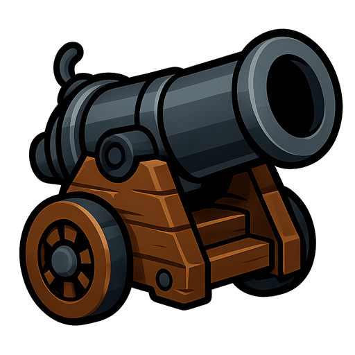 Cannon.
In-Game asset.  2d.  High contrast.  No shadows