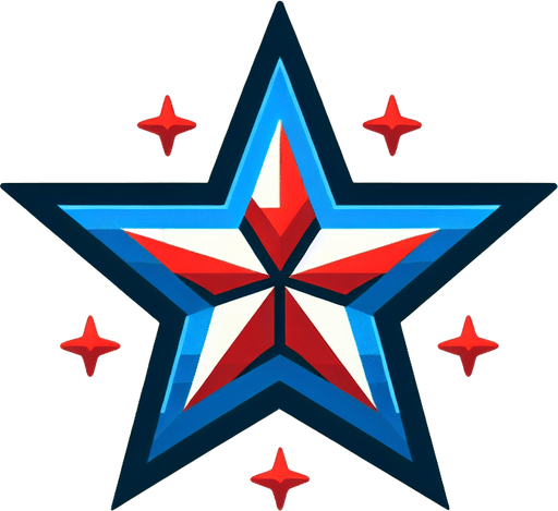 star red and blu.
Single Game Texture.  In-Game asset.  2d.  Blank background.  High contrast.  No shadows