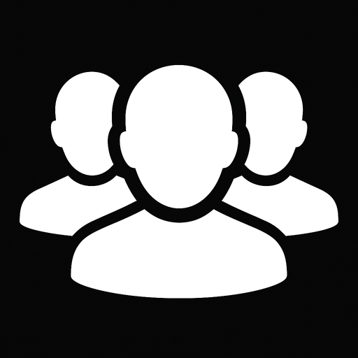 3 tane insan profil resmi 1 tane önde 2 arkada kalıyor beyaz olsun.
In-Game asset.  2d.  High contrast.  No shadows