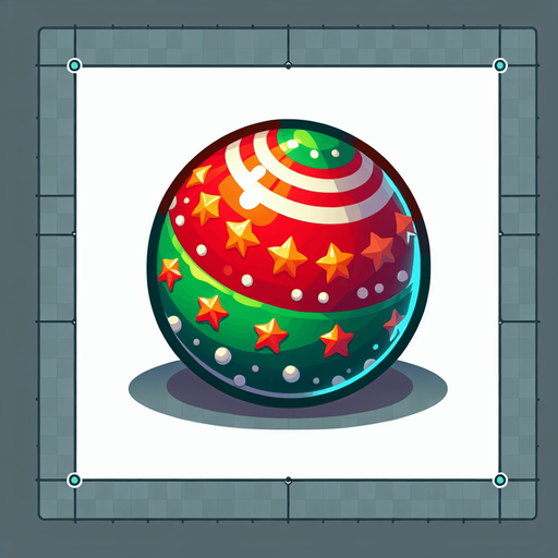 Ball with Christmas skin. Cartoon. Single Game Texture. In-Game asset. 2d. Blank background. High contrast. No shadows.