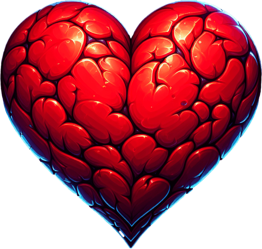 Red heart.
Single Game Texture.  In-Game asset.  2d.  Blank background.  High contrast.  No shadows