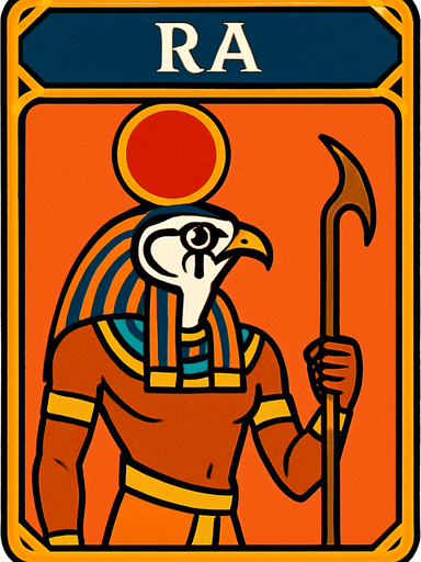 egypt god ra card.
In-Game asset.  2d.  High contrast.  No shadows