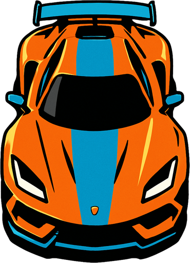 üstden çekilmiş super araba.
In-Game asset.  2d.  High contrast.  No shadows