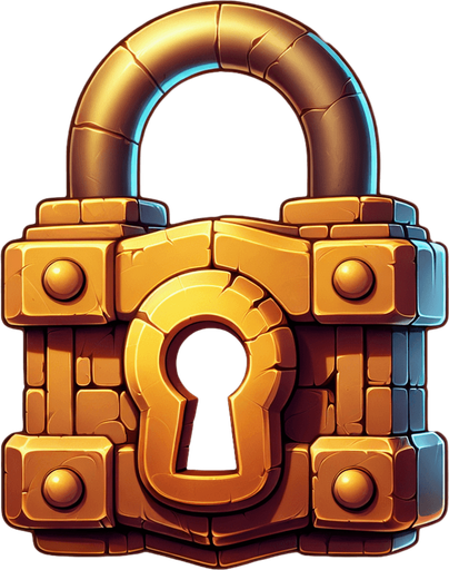 Lock.
Single Game Texture.  In-Game asset.  2d.  Blank background.  High contrast.  No shadows
