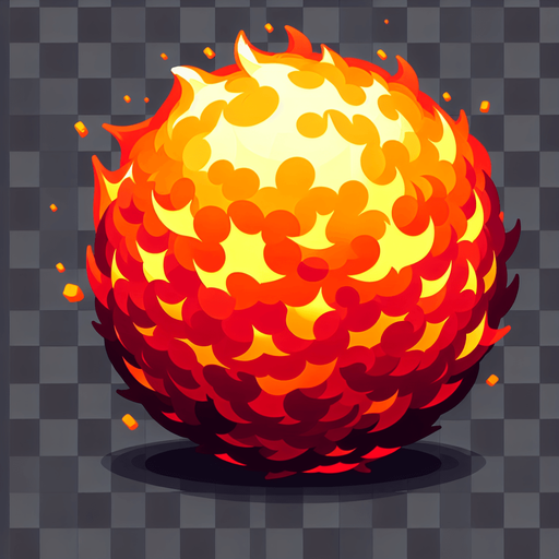 Fireball.
Single Game Texture. In-Game asset. 2d. Blank background. High contrast. No shadows.