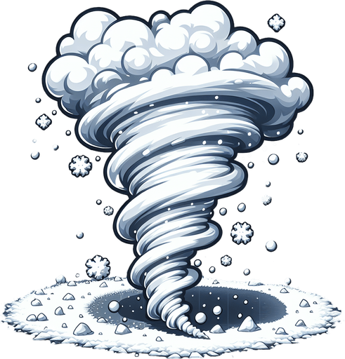 snow tornado.
Single Game Texture. In-Game asset. 2d. Blank background. High contrast. No shadows.