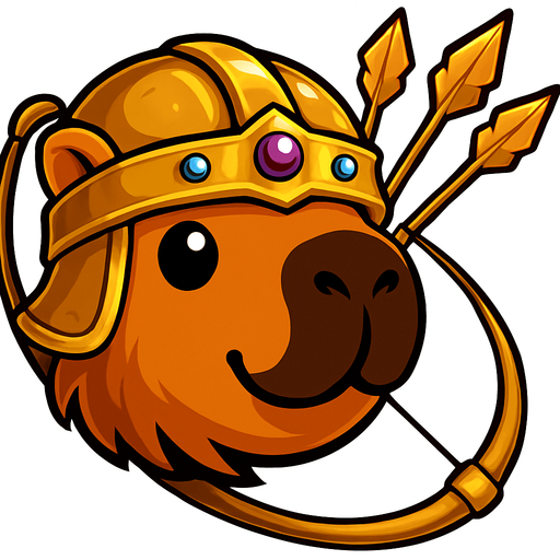 Has el casco dorado con gemas. Quitale la espada. Has un arco dorado y ponle 3 flechas doradas. Damela si fondo.