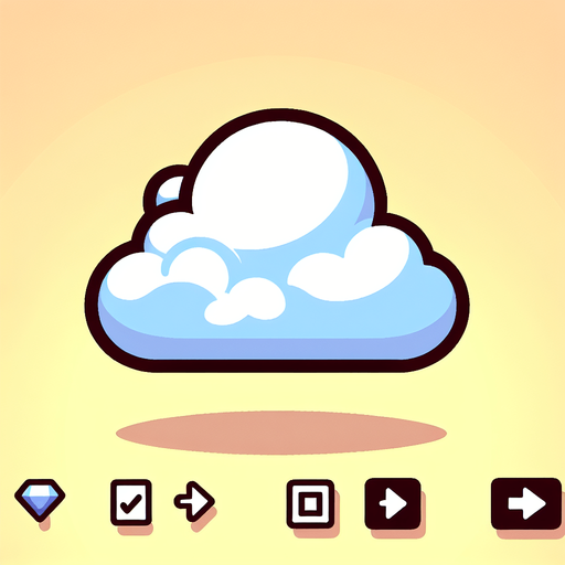 2d cartoon cloud, side view, game asset Single Game Texture. In-Game asset. 2d. Blank background. High contrast. No shadows.