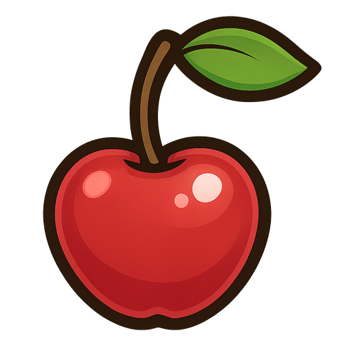 Cherry.
Single Game Texture.  In-Game asset.  2d.  Blank background.  High contrast.  No shadows