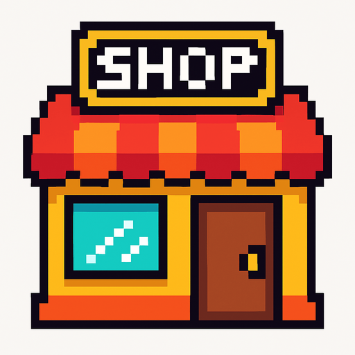 Shop 2 d pixel.
In-Game asset.  2d.  High contrast.  No shadows