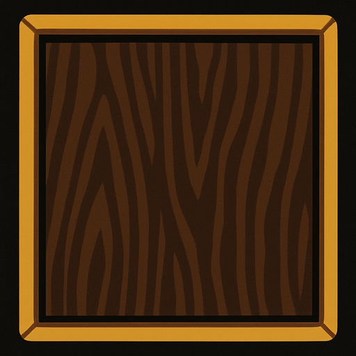 haz una caja con bordes estrechos y el fondo de color madera oscuro.
In-Game asset.  2d.  High contrast.  No shadows